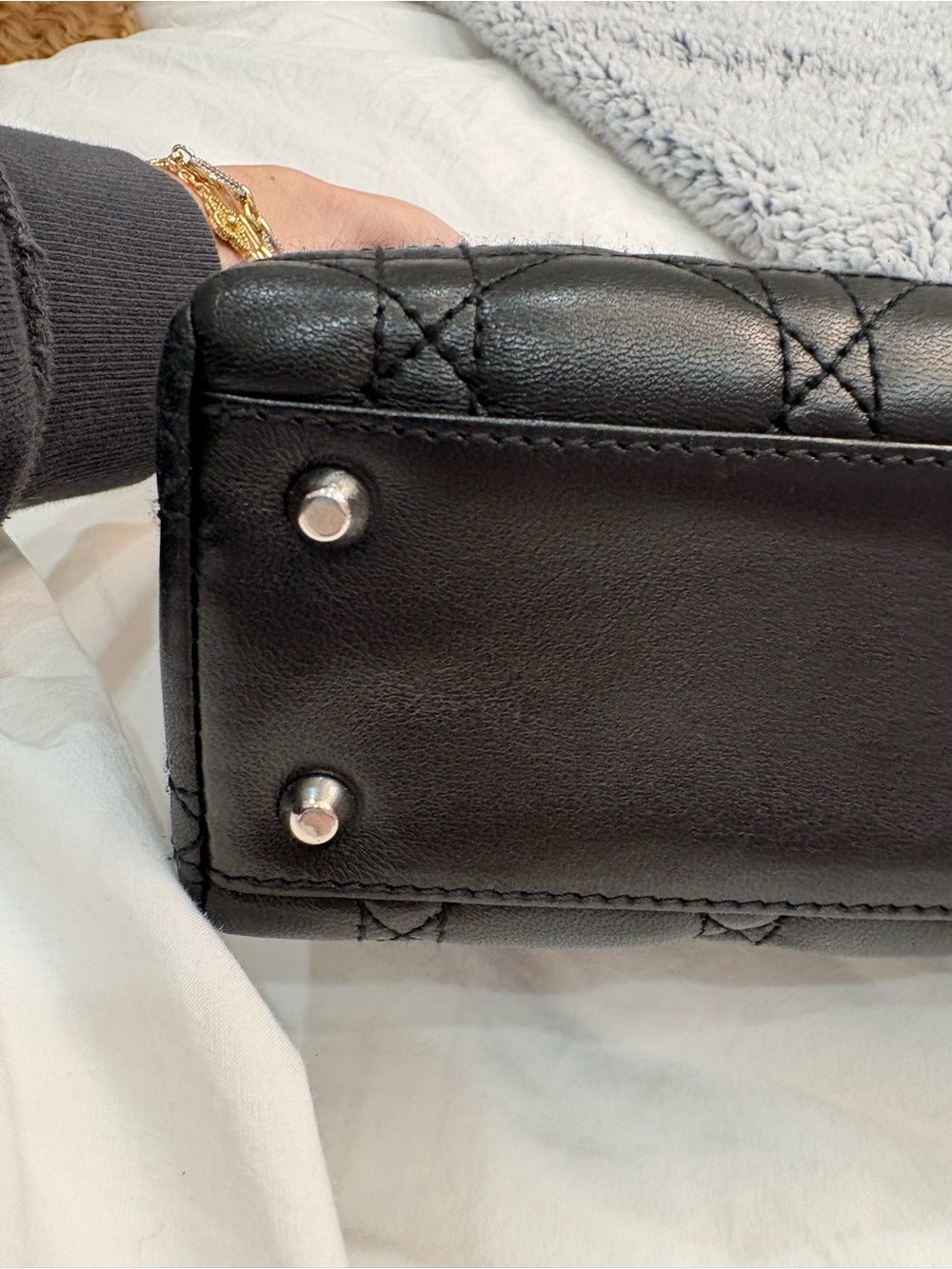 Christian Dior Black Quilted Lady Mini Bag with Silver Charms - Picture 6 of 10